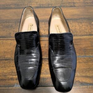 Bruno Magli Black Textured Leather Loafers